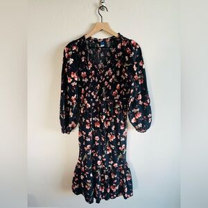 Old Navy Women’s Black Floral Midi Dress Size M
Smocked Boho Milkmaid Cottage
